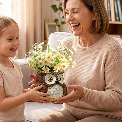 Hand Painted Owl Planter, Owl Plant Pots with Drainage, Garden Succulent Flower Pot for Small Plants, Forest Bird Figurines Home office Decor for Desk Table shelf Patio, Gift for Women Plant Lovers