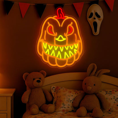 Pumpkin Neon Sign for Wall Decor, Spooky Pumpkin LED Wall Light, Fall Decor for Bedroom – USB Powered Dimmable Accent for Kids’ Room, Game Room, Bar, Halloween Party, Seasonal Holiday Gift