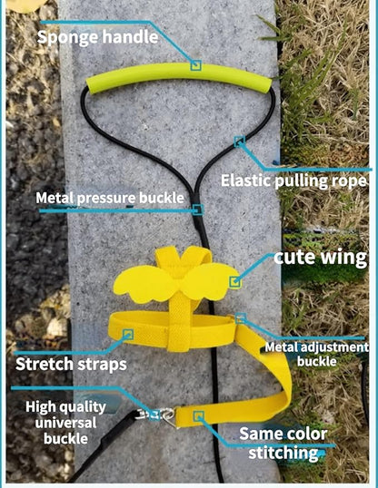 Bird Harness Leash Adjustable Outdoor Training Flying Harness Traction Rope with Cute Wing for Parrots Pigeons Budgerigar Lovebird Cockatiel Mynah (L,Yellow)