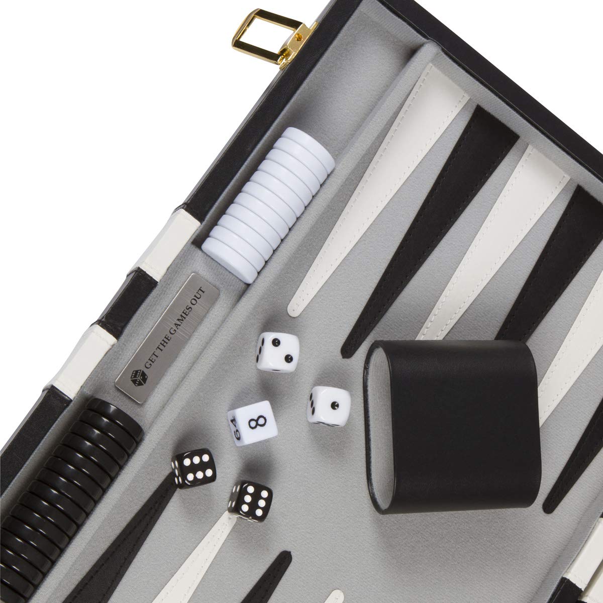 Get The Games Out Backgammon Set, Classic Board Game Case, 2 Players, Includes Strategy & Tip Guide, Perfect for Parties and Family Game Nights - Small, Black