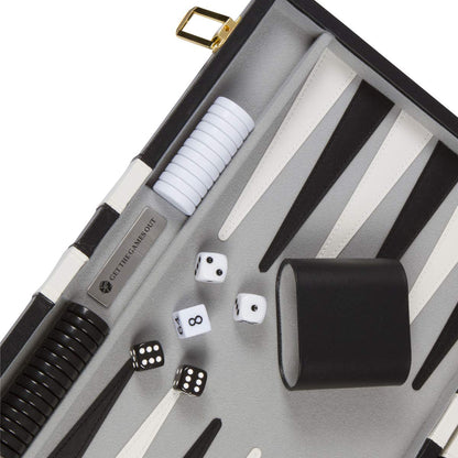 Get The Games Out Backgammon Set, Classic Board Game Case, 2 Players, Includes Strategy & Tip Guide, Perfect for Parties and Family Game Nights - Small, Black