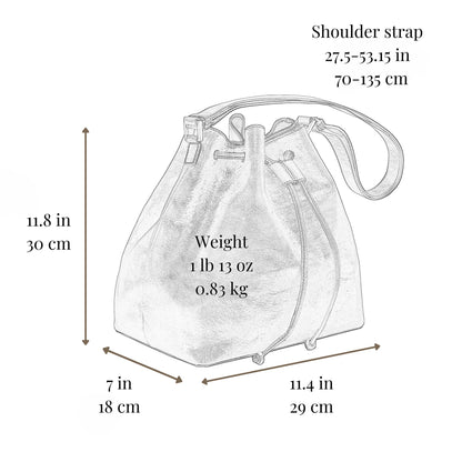 Time Resistance Leather Bucket Bag - Full-Grain Leather Handbag for Women - Italian Purse Shoulder Bag (Cognac Brown)