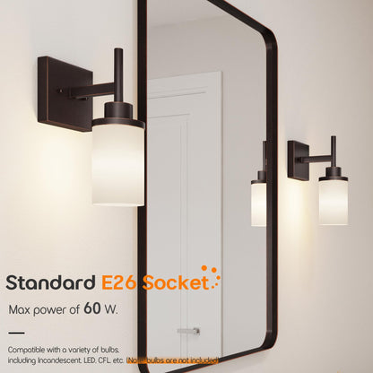 AONEON Wall Sconce Vanity Light Fixture, 1-Light, Frosted Glass, Oil-Rubbed Bronze, Model T001ORB-L1