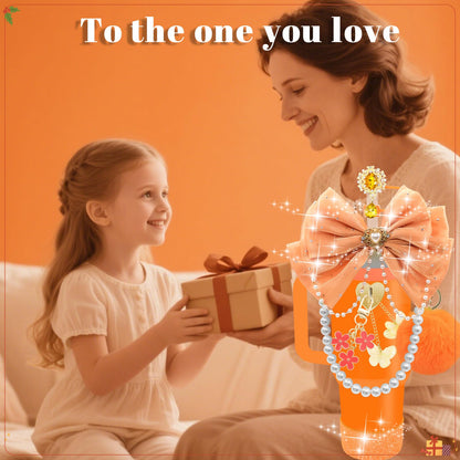 LBU Bling Stanley Cup Accessories for 40/30/20 oz Tumbler with Handle Including Orange Glitter Bow Straw Topper, Heart Straw Cover, Pearl Water Bottle Handle Strap, Boot, Pom-Pom, Keychain Charms