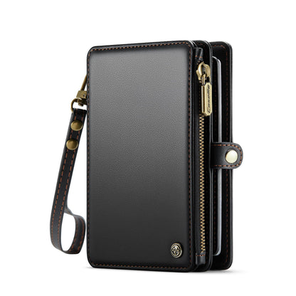 Passport Holder Wallet, 12 Card Slots RFID Blocking Travel Organizer, Zippered Coin Pocket & Detachable Wrist Strap Secure AMagnetic Closure Passport Case for Men & Women (Black)
