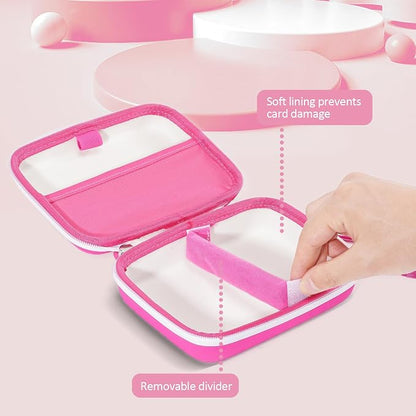 ProCase Collectible Trading Card Case, Hard Travel Carrying Storage Box Holds 300+ Cards for MTG, TCG, Yu-Gi-Oh, Lorcana, Holder Organizer with Removable Divider and Multiple Color Options -Pink