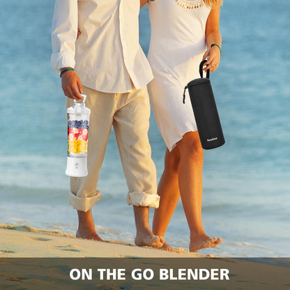 Portable Blender for Shakes and Smoothies- Personal Juicer 20 OZ Electric Protein Shaker Bottle with Insulated Sleeve, USB-C Rechargeable,Travel Lid-Small Blender Cup for Kitchen, Office, Gym,Travel