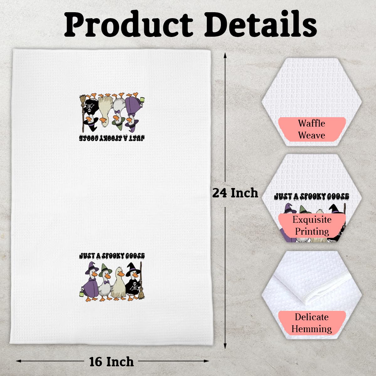 Halloween Goose Gifts Kitchen Towels, Just a Spooky Goose Decorative Towels for Bar Kitchen Bathroom