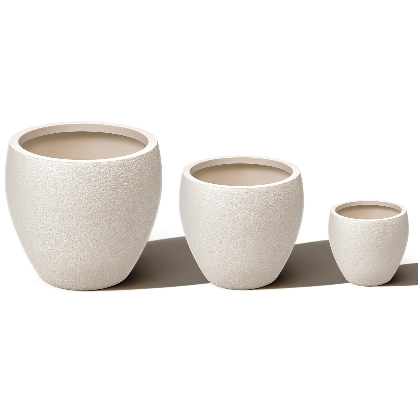 homenote Flower Pots 14.5/12/9.6 Inch,Large Plant Pots Indoor with Drainage,Plastic Pots for Plants,Garden Pots for Outdoor,Large Planters for Indoor Plants,Big Plastic Planter,Off-White(3 Pcs)