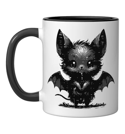 Halloween Gothic Bat Dark Aesthetic Costume Men Women Kids Ceramic Mug, Black/White
