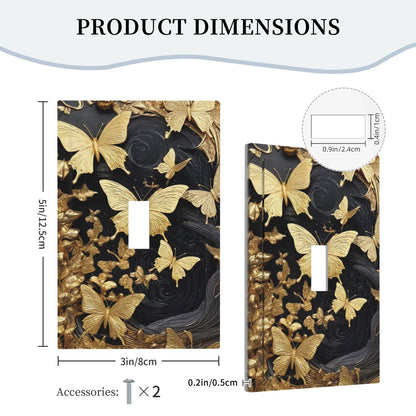 CZRPKEN Beautiful Golden Butterflies 1 Gang Black Abstract Art Light Switch Covers Flying Butterfly Single Toggle Wall Plate Decorative Switchcover Electrical Switchplate Bathroom Bedroom Decor