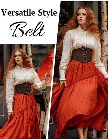 Scarlet Darkness Womens Pirate Corset Brown Wide Belt Dress Belt for Women Brown L