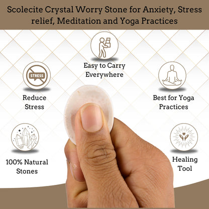 Anaya Agate Scolecite Worry Stones Certified Crystal Thumb Worry Stone for Anguish, Relaxing and Soothing Balance Stones for Meditation, Stress Relief Crystals and Healing Stones for Men, Women