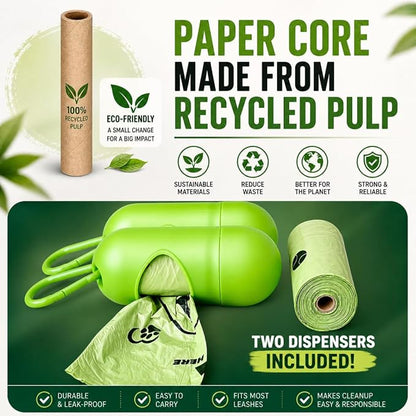 Doggy Poop Bags Biodegradable with Dispenser (1440 Bags) Eco-friendly Dog Waste Pickup Bags Landfill-friendly Refill Rolls Cat Waste Bags (Green, 72 Rolls, Lavender Scented)