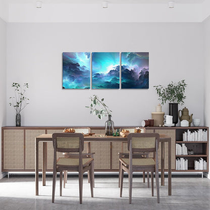 Purple Blue Marble Canvas Wall Art Set of 3, Purple Teal Glitter Paintings Wall Decor for Living Room Bedroom Modern Abstract Wall Art Ombre Poster Prints Luxury Decor Artwork Prints