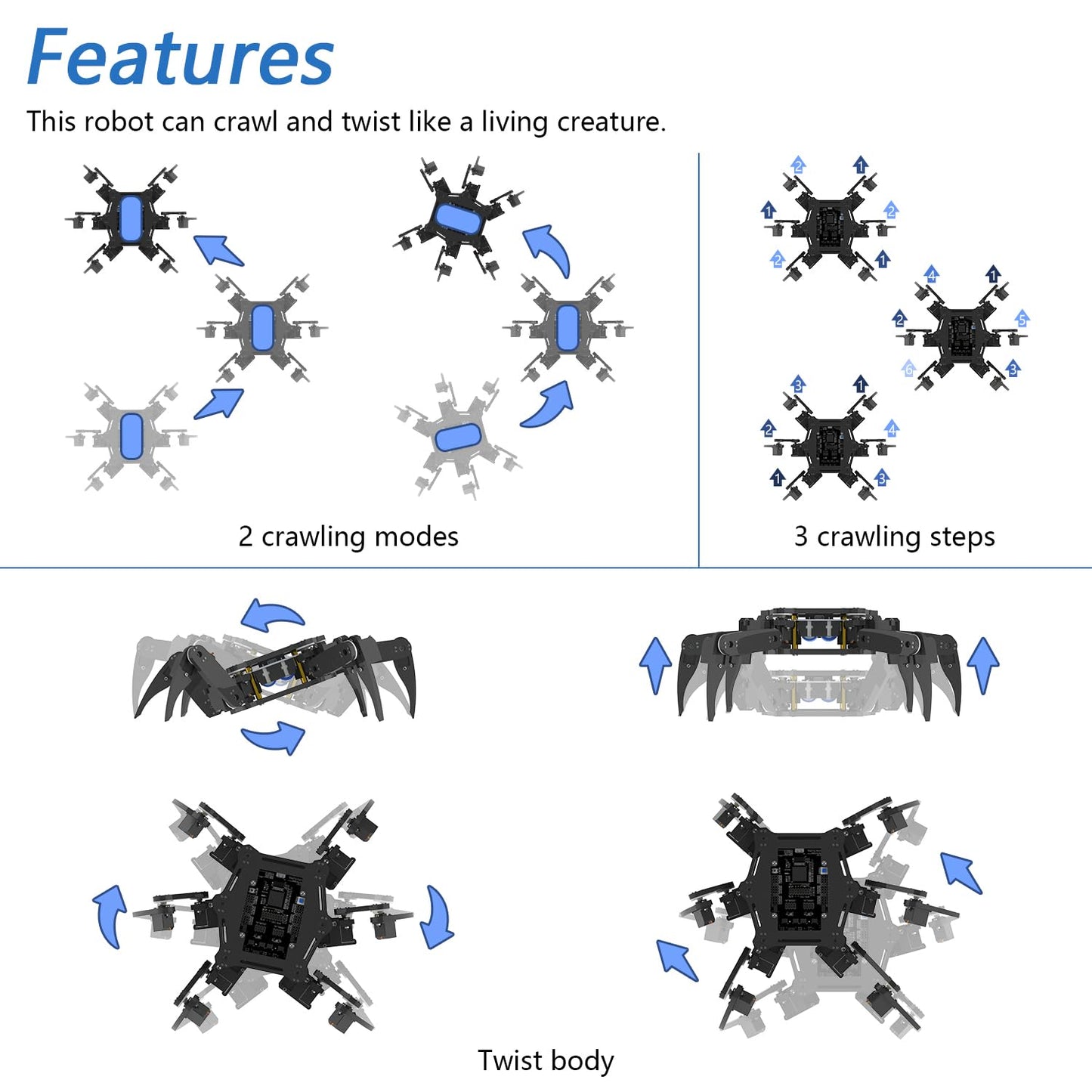 FREENOVE Hexapod Robot Kit with Remote (Compatible with Arduino IDE), Walking Crawling Twisting, App Remote Control, Servo STEM Project