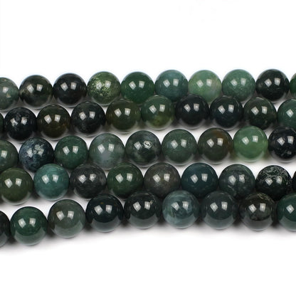 MJDCB Natural Moss Agate Round Crystal Energy Stone Beads Healing Power for Jewelry Making (4mm)