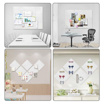 Large Cork Board for Walls 48"x 36", 12 Pack Felt Wall Tiles with Safe Removable Adhesive Tabs, Cork Board for Office,Pinboard Bulletin Board - White