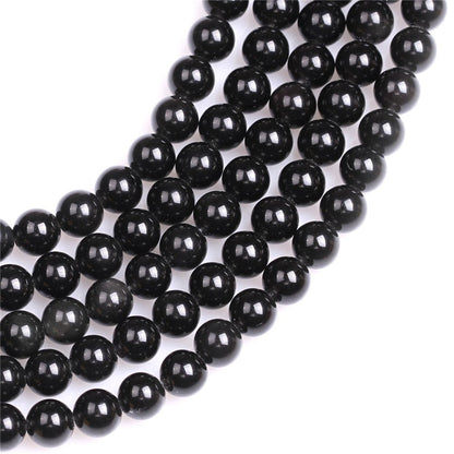 6mm Natural Black Obsidian Beads Round Gemstone Loose Beads for Jewelry Making (58-62pcs/strand)