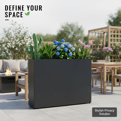 Vrtizalv Metal Rectangular Planter Box, 38”L x 12”W x 30”H Black Heavy-Duty Raised Garden Bed for Outdoor Plants, Easy Assembly & Adjustable Feet for Porch, Garden, Patio, Yard Outdoor Plants