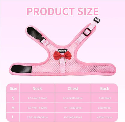AIITLE Rabbit Harness and Leash Set with Cute Bow, Soft Breathable Mesh Vest Harness for Rabbits Kitten Ferret Puppy Small Pets Walking Supplies Pink L