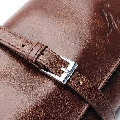 OLD FOX Cigar Pouch Case Pipe Case Holder Genuine Leather Retro Bag Pouch Tobacco Pipe Brown FC0008