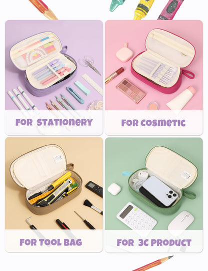 SUNEE Cute Pencil Case, Large Pencil Pouch, Soft Corduroy Fabric Big Pencil Bag with Zipper, Kawaii Pen Bag Stationery Storage and Organizer, School Supplies for Teen, Student, Boys,Girls, Soft Purple