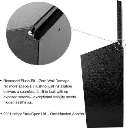 Wall-Mount Mailbox for Outside,Large Capacity Mail Box Waterproof and Rust-Resistant, Galvanized Steel Metal Post Box, Mailboxes for House, 15.7"x9.9"x4.9" Black