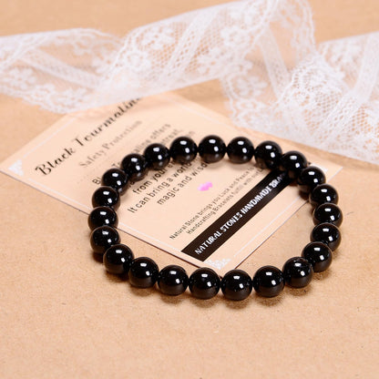 AD Beads Handmade Gemstone Stretch Elastic Bracelet Crystal Healing Reiki Nature's Beauty and Spiritual Essence Unisex (6mm, Black Tourmaline (Best Protection))