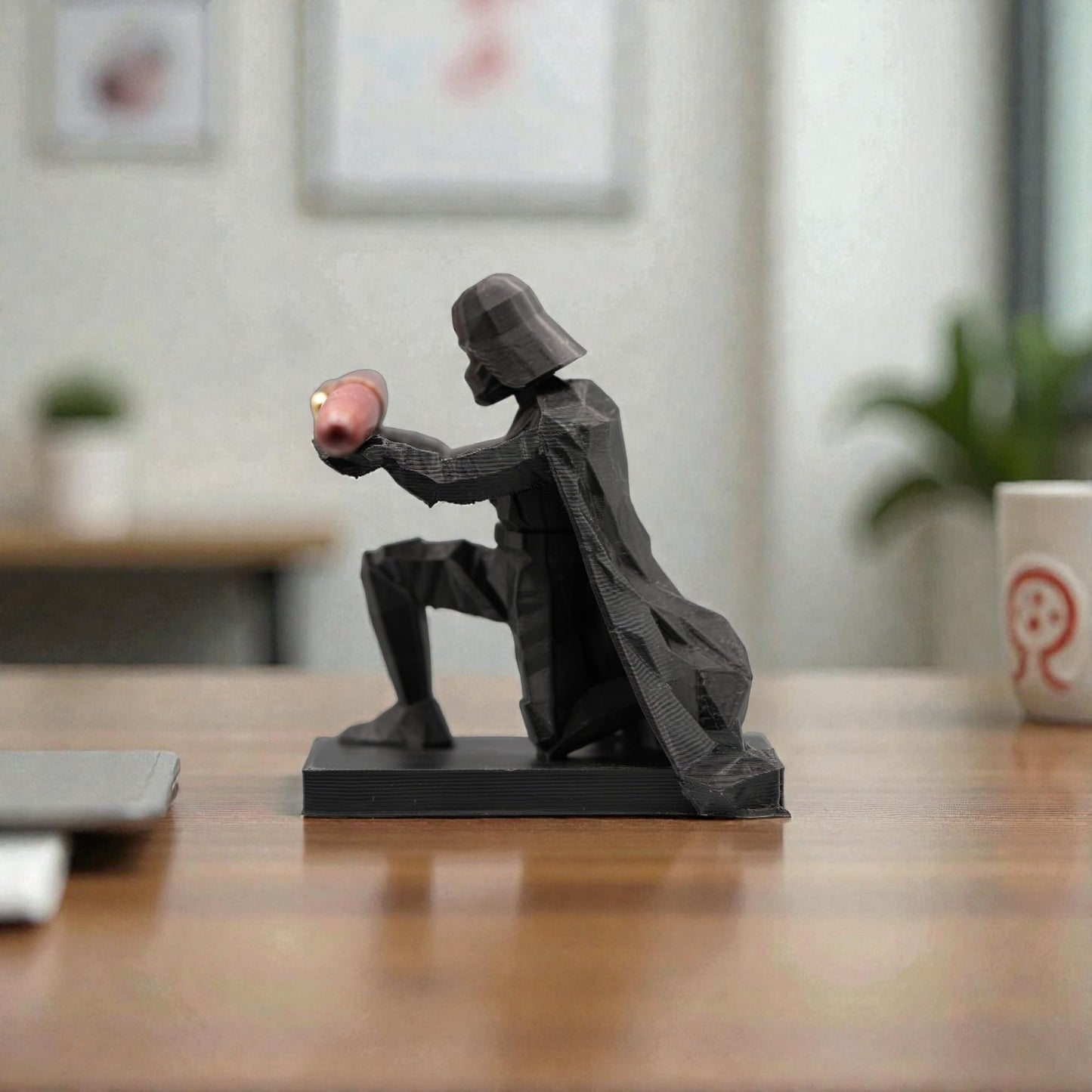Low Poly Darth Vadar Pen Holder for Desk, Office Desk Organizer, Panda Prints Nerdy Workspace Decor, Funny Desktop Accessory