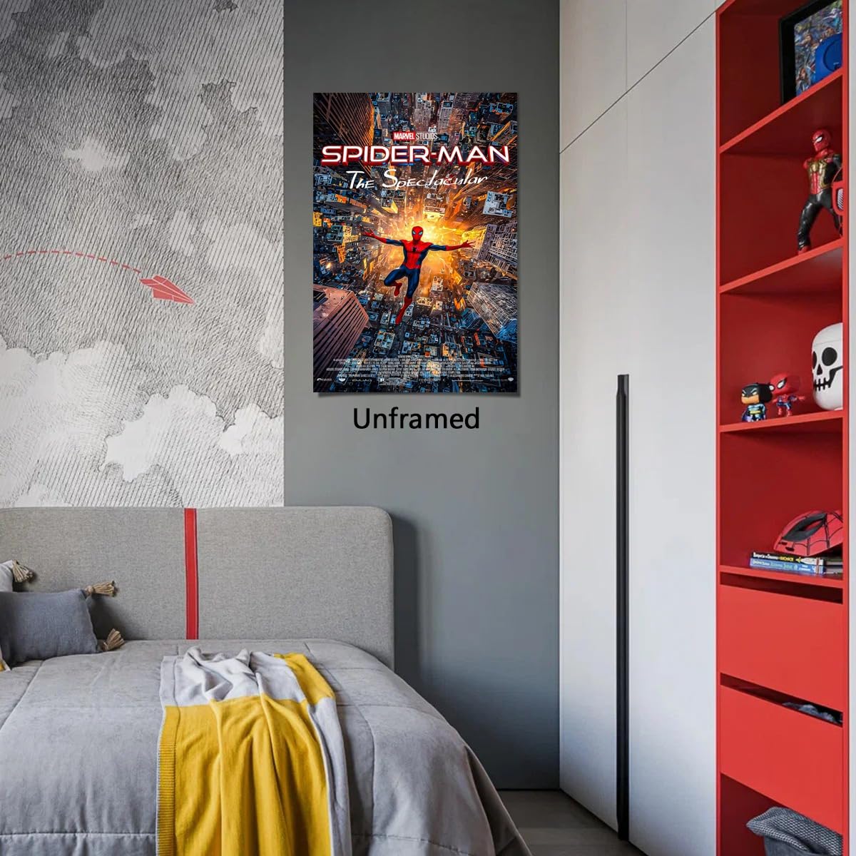 COMOR MOVIE Spiderman Poster For Fans Kids Birthday Party Decorations Gitfs-Spider-Man Wall Art-Spiderman Wall Decor-Canvas Prints Picture For Teen Boy Girls Bedroom Decor