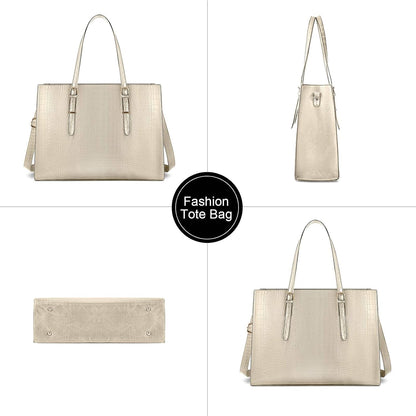 Laptop Bag for Women 15.6 Inch Laptop Tote Bag Leather Classy Computer Briefcase for Work Waterproof Handbag Professional Shoulder Bag Women Business Office Bag Large Capacity