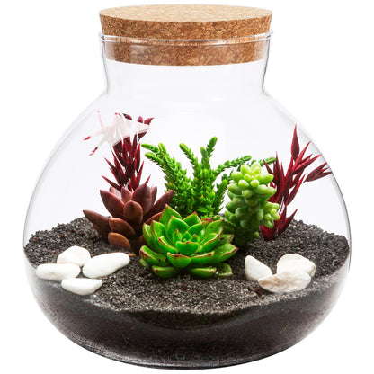 Alasum Glass Terrarium Bottle with Cork Lid 5.90X6.29X5.90In Round Jar for DIY Micro Landscape Fairy Garden Miniatures Home Decor and Kitchen Storage