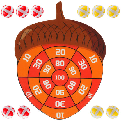 TEASIK Thanksgiving Acorn Dart Board - Fall Crafts for Kids,Halloween & Thanksgiving Decorations with 10 Balls,Autumn Party Wall Decor for Family Game Night (21.3x16.5 Inch)