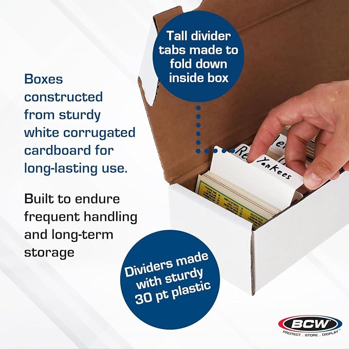 BCW 800ct Trading Card Storage Box & Horizontal Card Dividers – 6 Boxes & 30 Dividers | Sports Card, TCG & CCG Organizer | Trading Card Storage Solution