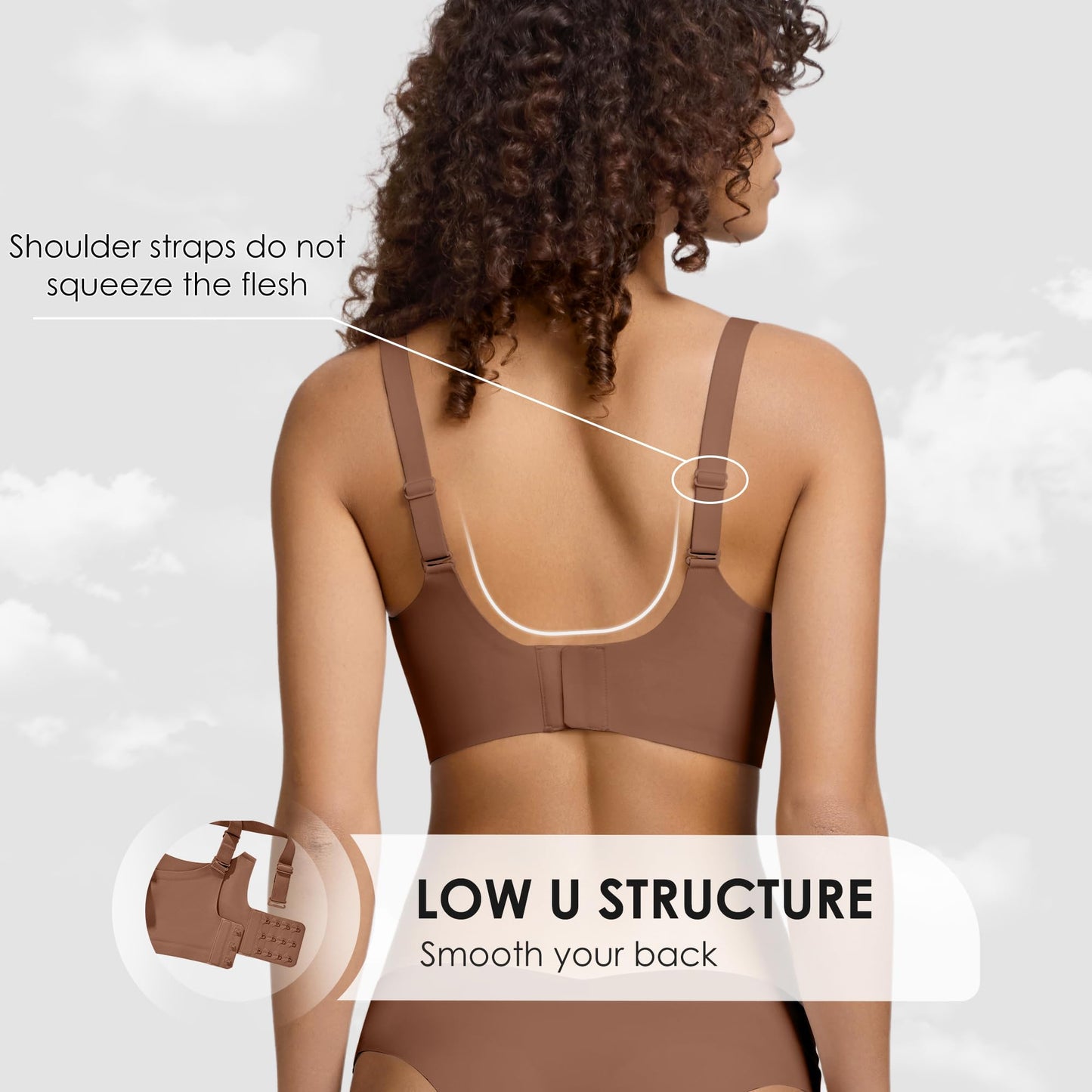 Wireless Seamless Jelly Bra for Women with Support - No Underwire Full Coverage Push Up Bras for Women