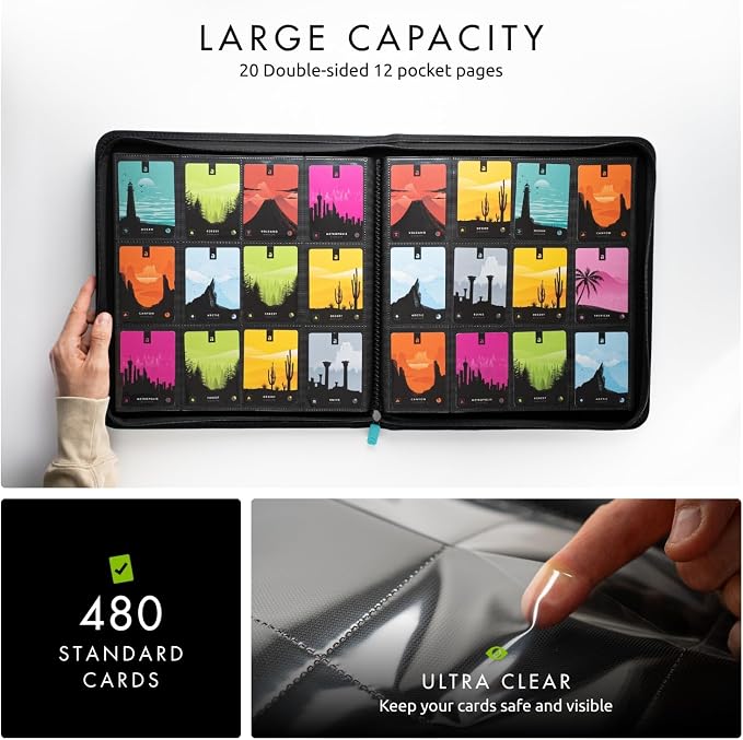 Vault X 12 Pocket Zip Binder, 480 Cards, Exo-Tec Material, 20 Side-Loading Pages (Teal)