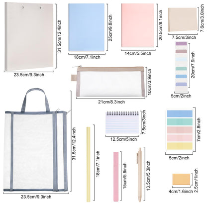Colarr 54 Pcs Cute Notebook Stationery Set for Women, Bible Study Supplies, 6 Lined Notebooks, 36 Pens, Sticky Notes & Tabs, Bags & Folders for Work Journal Study College Office Supply(Morandi)