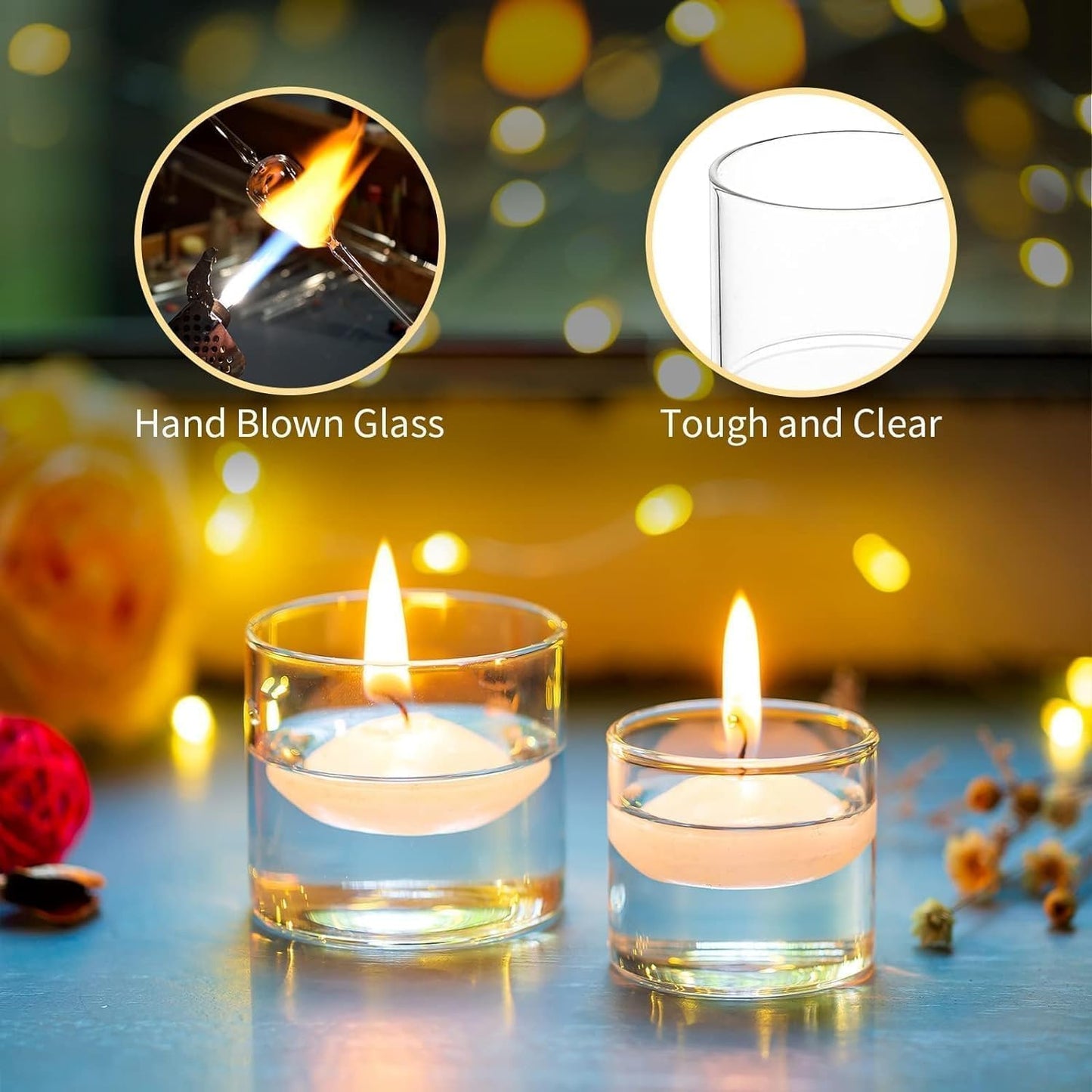 Romadedi Votive Tealight Candle Holders - 12 pcs Clear Glass Tea Light Holders Bulk Small Table Centerpieces Wedding Decor Party Dinner Home Decorations Festivals Christmas