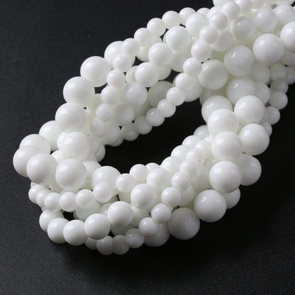 45PCS 8MM Natural White Agate Stone Beads Round Shape Suitable for Jewelry DIY Bracelet 15 Inches