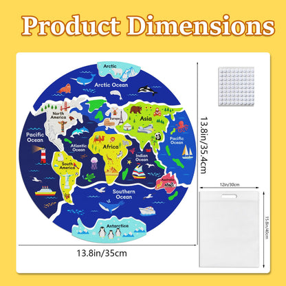 Ai fsem 15 Pcs Continents Puzzle for Kids Felt Story Board Pieces Flannel Board for The Classroom Learning Globe World Map Puzzle for Toddlers