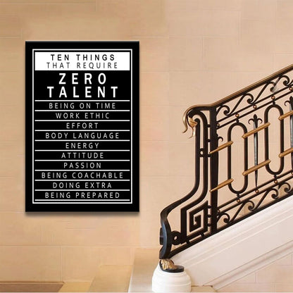 Motivational Canvas Wall Art Inspirational 10 Things that Require Zero Talent Posters Prints Artwork Success Quote Home Office Wall Decor Bedroom Living Room Framed Ready to Hang [24''W x 36''H]