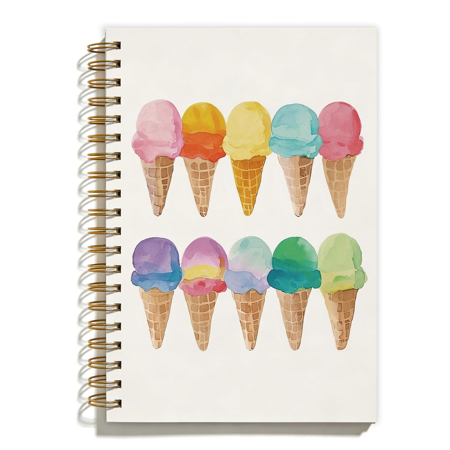 FTKBGHY Summer Colorful Ice Cream Spiral Notebook, Ice Cream Lovers Gifts, Ice-Creams Themed Notebooks for Note Taking, Watercolor Ice-Creams Journal, Coworker Gifts, 5.5x8.3 Inch