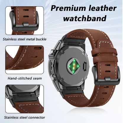 ZPJPPLX 22mm Genuine leather Watch Bands for Fenix E 8 AMOLED 47mm 7 6 Pro 5 plus,Quick fit Strap for quatix 6 7 8 epix Pro tactix 8 AMOLED 47mm/Approach S62 S70/Forerunner 965 970 955/Descent G2 G1