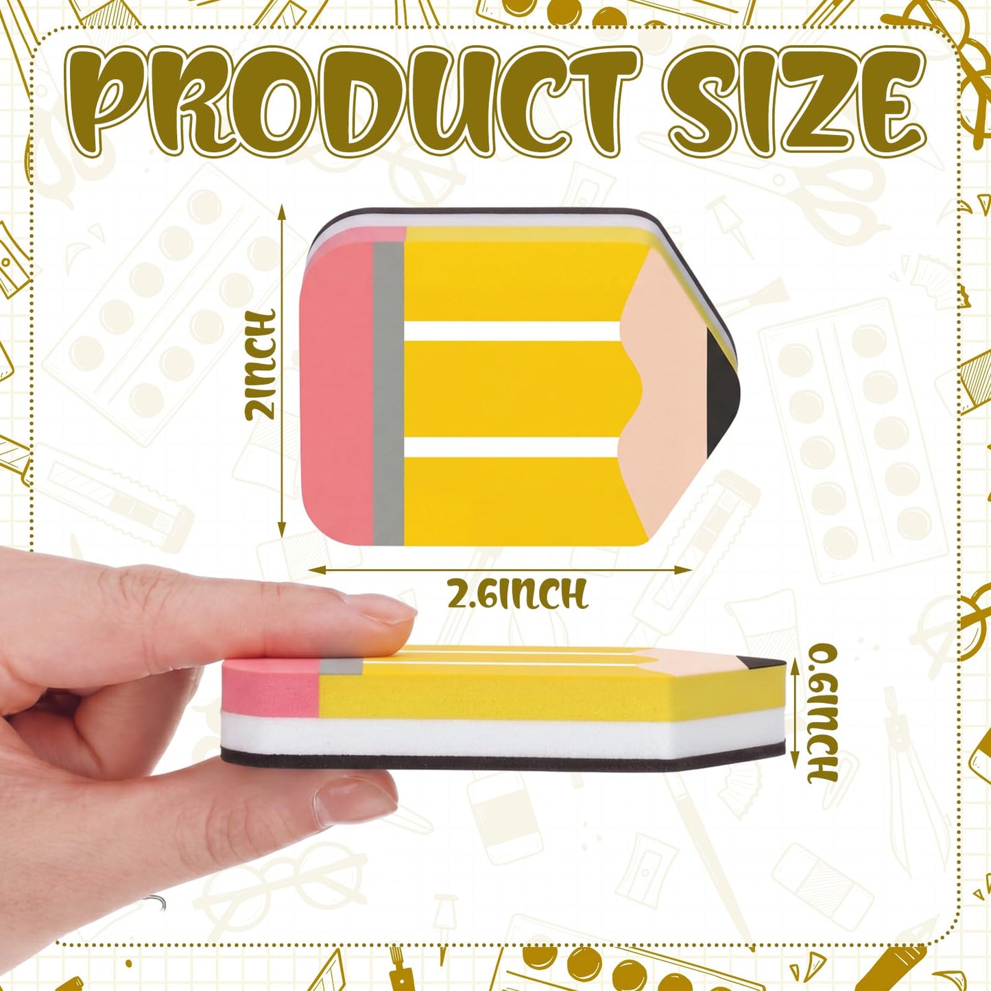 YooNotee 48 Pack Pencil Magnetic Dry Erase Erasers 2x2 Inch, Mini Whiteboard Dry Erasers Back to School Supplies Chalkboard Cleaning Pads for Classroom Office Kindergarten Decor