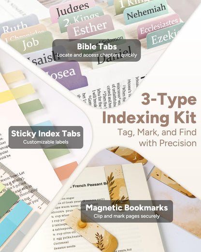 WEMATE 146PCS Bible Journaling Kit with Bag, No Bleed Highlighters and Pens, Tabs, Prayer Cards, Washi Tape, Sticky Notes, Annotation Study Supplies, Christian Gift for Women, College Stationery