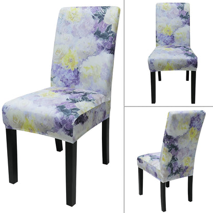 JQinHome Pattern Chair Covers for Dining Room Set of 4, High Stretch Removable Washable Parsons Chair Slipcover for Home Party Hotel Wedding Ceremony (Light Purple Flowers,4PCS)
