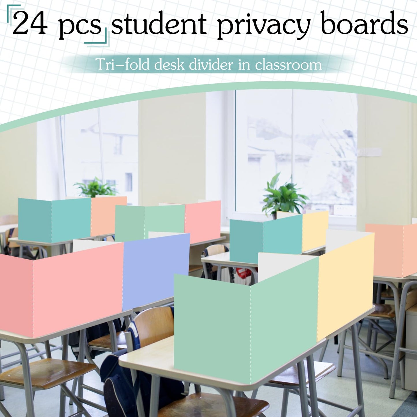 SATINIOR 24 Pcs Privacy Folders for Students, Desk Dividers for Classroom Testing, Student Privacy Boards Classroom Must Have, School Teacher Supplies