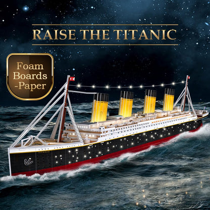CubicFun Titanic 3D LED Puzzles for Adults 88 CM 266 Pieces,Titanic Toys for Teens, Home Decor Birthday Gifts Adults Gifts for Mom