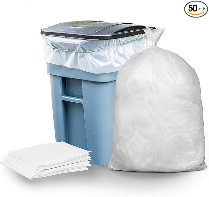 Plasticplace 65 gallon Trash Bags │ 1.5 Mil │ Clear Heavy Duty Garbage Can
